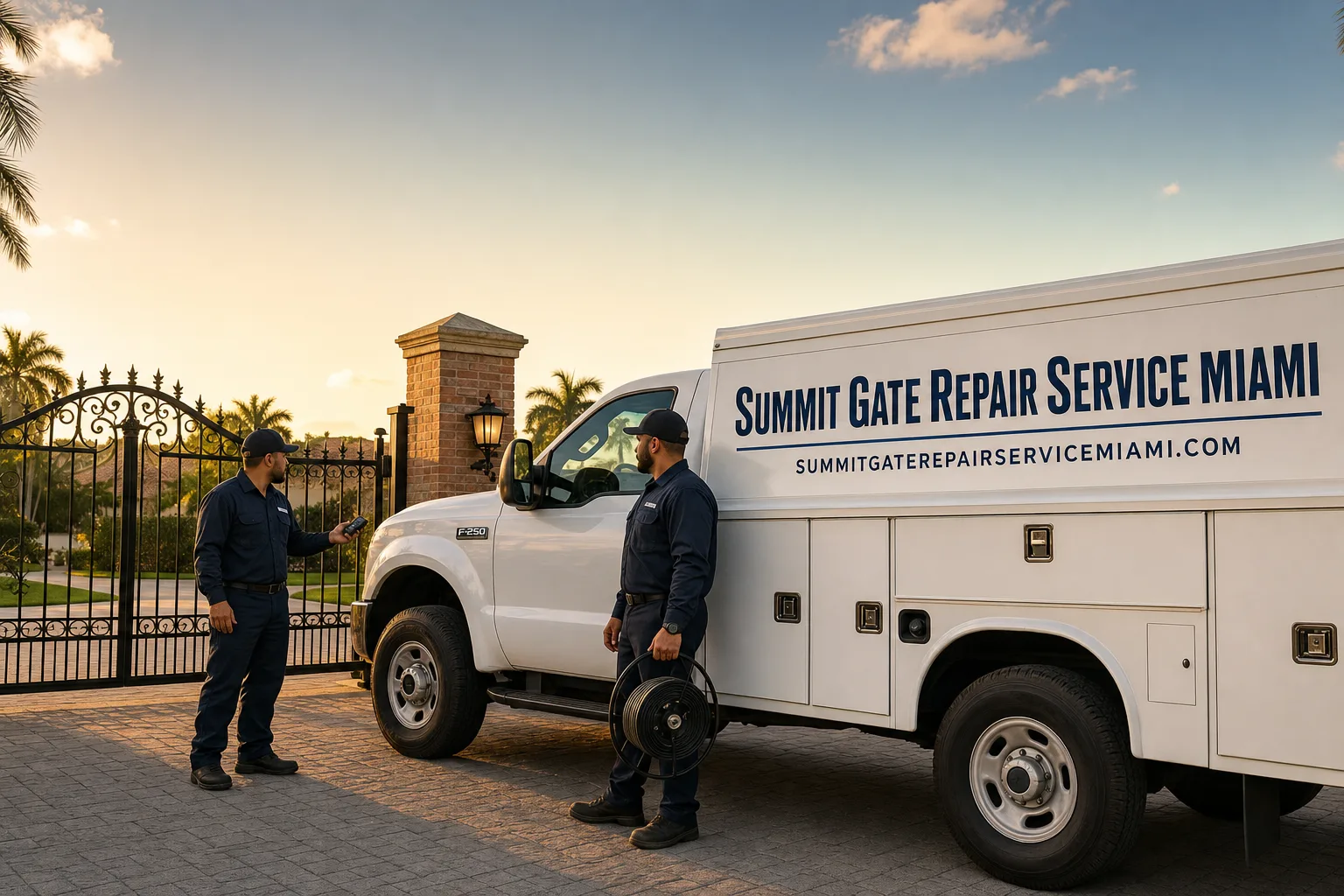 Summit Gate Repair Service Miami service vehicle and crew in Miami, FL
